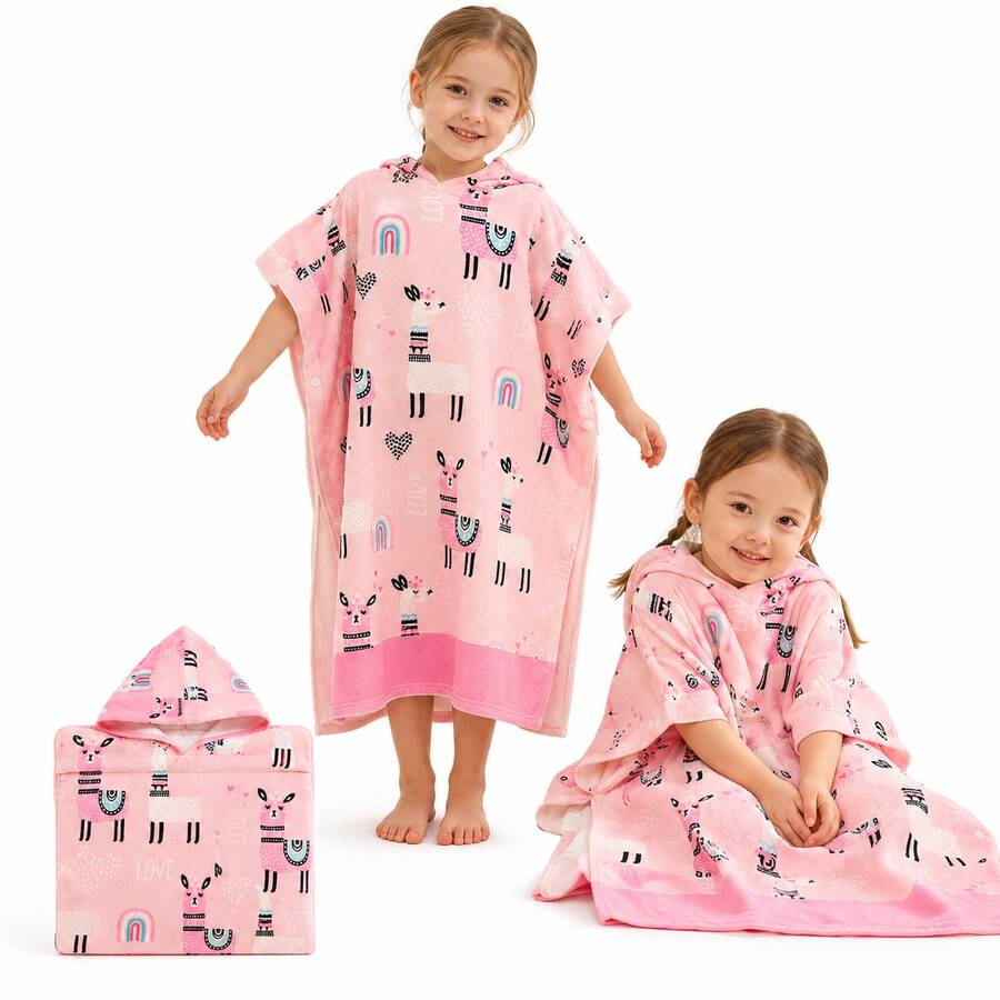 nerd hunters Kids Hooded Poncho Towel - Llama - 彩色 - 查看 1