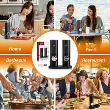 2pcs Electric Grinder Set (Includes Base + Brush), Separate Grinding For Pepper And Sea Salt, Battery Operated One-Touch Operation Portable, Ceramic Grinding Core More Durable, Suitable For Picnic, Kitchen, RV, Travel, Best Companion For Steak - 黑色 - 查看 11