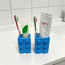1pc Creative 3D Printed Modular Pen Holder/Toothbrush Holder Storage, Nestable Bathroom Countertop Organizer For Toothpaste And Toothbrush Set, Also Suitable For Pens, Pencils, Brushes, Etc. Perfect For Bathroom, Desk Decoration, Classroom, Office, Home Decor. Great For Back To School And Graduation Season. - Multicolor - View 5