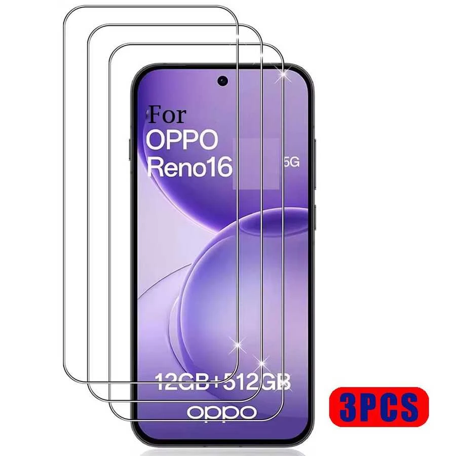 3 قطع واقي شاشة زجاج مقسى عالي الدقة منحني 3D فيلم عدسة شفاف متوافق مع OPPO Reno 16/16 Pro/16 F/Reno 15 5G/15 Pro/15 Pro Max/15 F/ Find X8/X8 Pro/A6/A6 Pro لهواتف سلسلة Reno - شفاف - مشاهدة 1