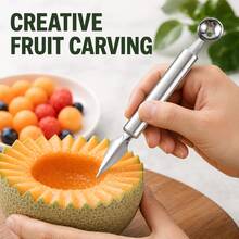 Stainless Steel Double-Ended Melon Baller & Carving Tool, Acid-Resistant & Rust-Proof, Universal For Fruits & Vegetables, Convenient For Home & Commercial Food Plating - Multicolor - View 5