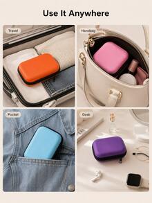 Cable Organizer Bag, Zipper Card Bag, Earphone Storage Bag, Lipstick/Cosmetic Storage Bag, Small Storage Organizer Case For Electronic Accessories, Portable Hard Shell Carrying Bag With Mesh Pocket,Travel Essential, Office Supplies,Halloween Gift - Multicolor - View 7