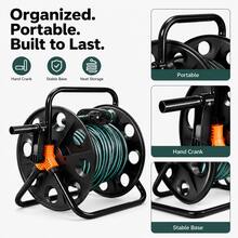 Heavy-Duty Garden Hose Reel With Foldable Handle , Featuring A Wrap-Around Design For Tool-Free, Effortless Storage. Ideal For Lawns, Garages, Car Washing, And Gardening Hose Organization ,Compact Storage Solution. - Black - View 4