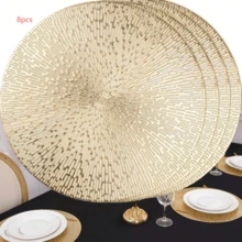 4/6/8/12pcs 15 Inch Gold Round Placemats, Fireworks Pattern, Washable, Suitable For Dining, Events, Parties, Weddings, Bridal Showers, Home Daily Use - Gold - View 7