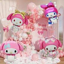 4pcs Medium-Sized Sanrio Shaped Aluminum Foil Balloons (Authorized By Genuine Sanrio), Suitable For Birthday Photography Backgrounds, Studio Decorations, Theme Events, And Outdoor Decorations Random Send - View 2