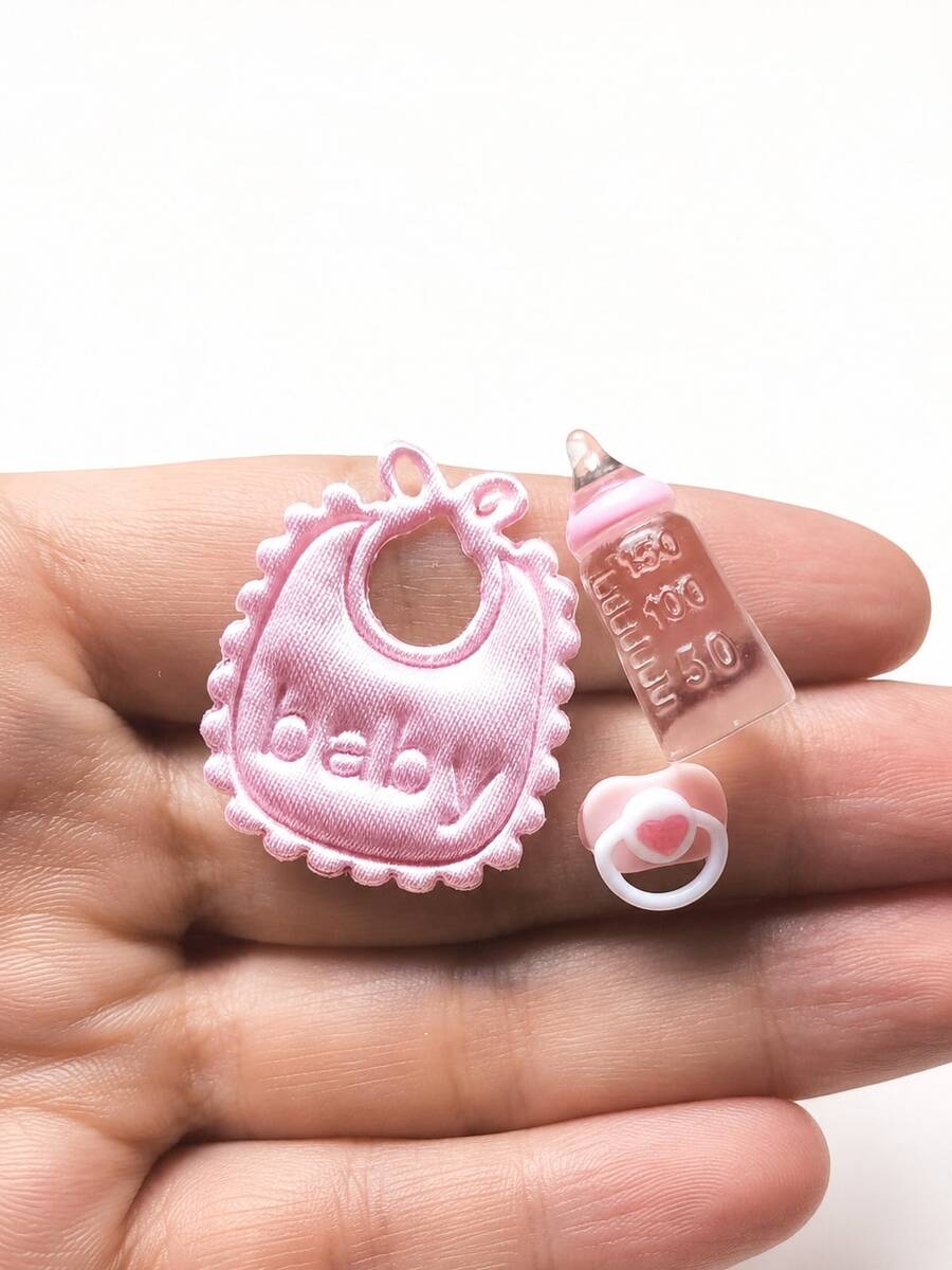 1 Set Dollhouse Decor, Includes Mini Bib, Pacifier, Baby Bottle Decor, Mini Scene Props And Photography Props, All Very Realistic. Great For Small Scene Matching.