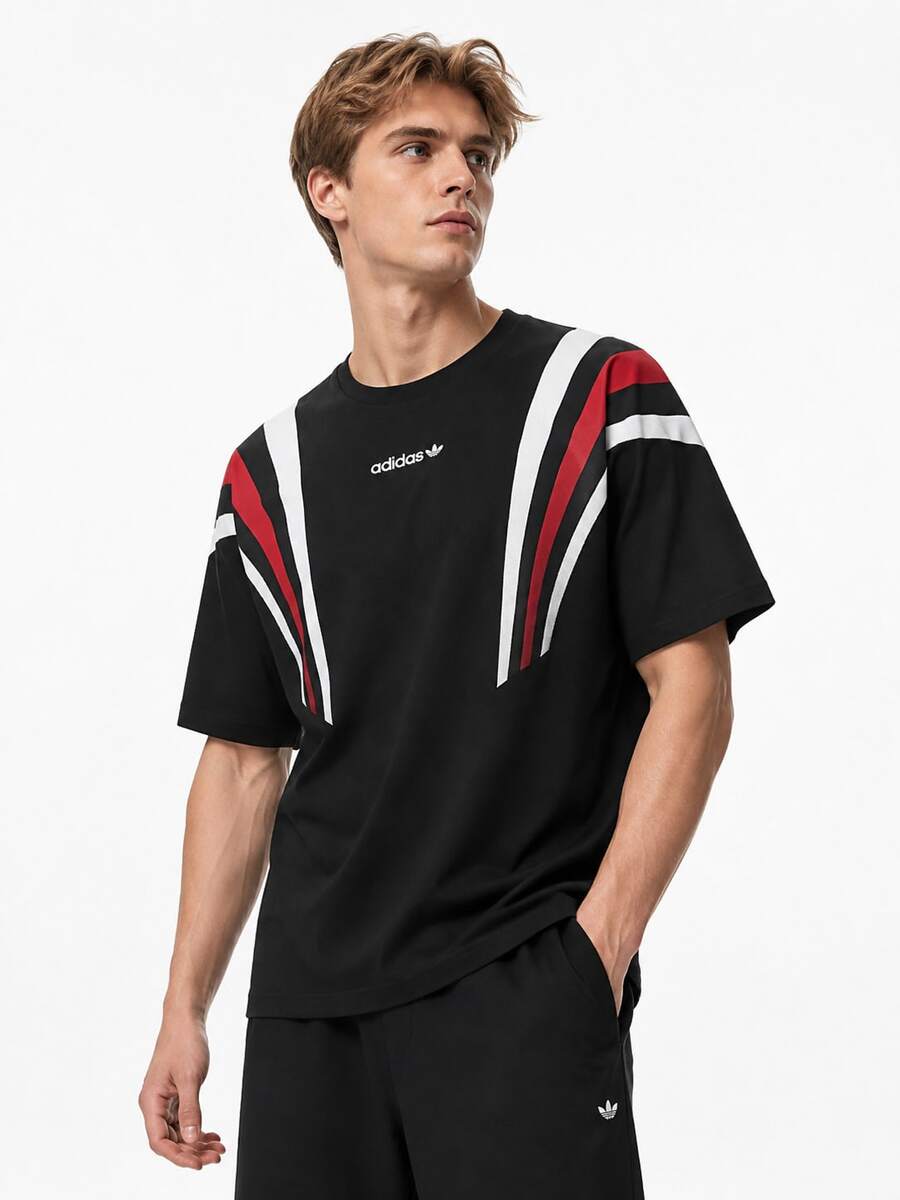 Adidas Clover New Men's Breathable Sports Casual Crew Neck Short Sleeve T-Shirt - Black - View 1