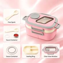 The Complete Lunch Box Set Includes Tableware, Features A Heat-Resistant Design, And Comes With A 1200ml Large-Capacity Lunch Box And Tableware, Making It Ideal For Use In Offices And Schools - Multicolor - View 7