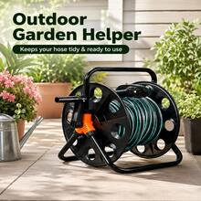Heavy-Duty Garden Hose Reel With Foldable Handle , Featuring A Wrap-Around Design For Tool-Free, Effortless Storage. Ideal For Lawns, Garages, Car Washing, And Gardening Hose Organization ,Compact Storage Solution. - Black - View 1