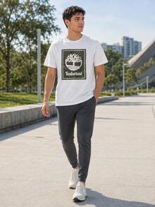 Timberland Men's Outdoor Casual Breathable Round Neck Printed Short Sleeve T-Shirt - White - View 2