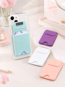 XD Universal Phone Back Adhesive Card Holder, Self-Adhesive Card Sleeve Compatible With All Android Phone Models, Portable Access Card/Bus Card/ID Card Storage Pouch, Minimalist Phone Back Card Holder Accessory - Multicolor - View 2