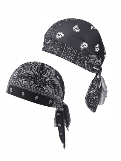 2pcs Unisex Elastic Fabric Pirate Hat Cycling Sports Bandana Headscarf, Suitable For Daily Outings, Cycling, Sports, Hiking, Etc.