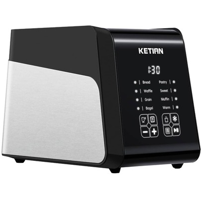 Tostadora inteligente de 2 rebanadas, 1400 W, pantalla LED táctil con temporizador, 8 modos preestablecidos, 7 niveles de tostado, control independiente de una ranura, función de visualización, descongelación, recalentamiento y cancelación, acero inoxidable negro mate, regalo para la cocina.