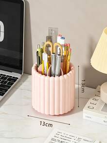Cute 360° Rotating Pen Holder With Detachable Dividers, Desktop Storage Box, Pen Holder And Storage Compartments, Perfect For Student Supplies, Office, Dorm, Cosmetics, Skincare And Office Essentials, Women's Gift, Women's Present - Multicolor - View 8