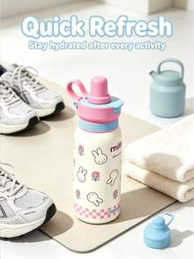 1pc 500ml Large Capacity Officially Licensed Miffy Rabbit Water Cup, A Portable Leak-Proof Travel Cup, A Cute Cartoon Insulated Drinking Cup, Suitable For Students And Girls For Outdoor Daily Use - White - View 4
