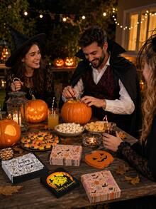 4 Styles Halloween Theme Paper Napkins 80pcs Total 20pcs/Style 6.5x6.5 Inch Scary Pumpkin Ghost Witch Print Dinner Napkins Halloween Party Table Decor - Halloween Multi-style Costume Set - View 2