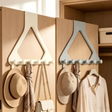 No-Drill Cabinet Door Hanging Rack, Triangular Door Hanging Storage Rack With 6 Round Hooks, Heavy Duty Coat, Hat, Bag, Scarf Storage Rack, Suitable For Closet, Bedroom, Entryway, Home Decor Storage - Multicolor - View 8
