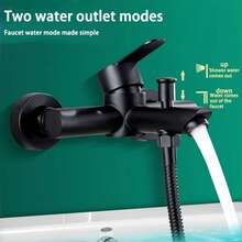 Modern Concealed Installation Shower Tap, Brushed Stainless Steel Wall-Mounted Hot & Cold Faucet Triple Control Valve For Toilet Bath Tub Use - Multi-color - View 3