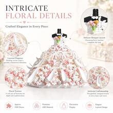 1500PCS White Wedding Dress Building Block Set, Floral Gown Brick Display Model, Elegant Dress Desktop Decor, Adult Collectible Building Set - Wedding Dress Building Blocks - View 3