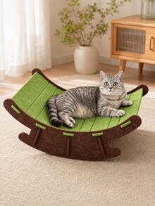 1pc Felt Cat Scratching Board, Rocking Design, 2-In-1 Curved Cat Scratching Resting Chair, Suitable For Indoor Cats And Kittens - one-size - View 2