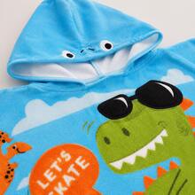 nerd hunters Kids Hooded Poncho Towel - Skateboarding Dinosaur - 彩色 - 查看 5