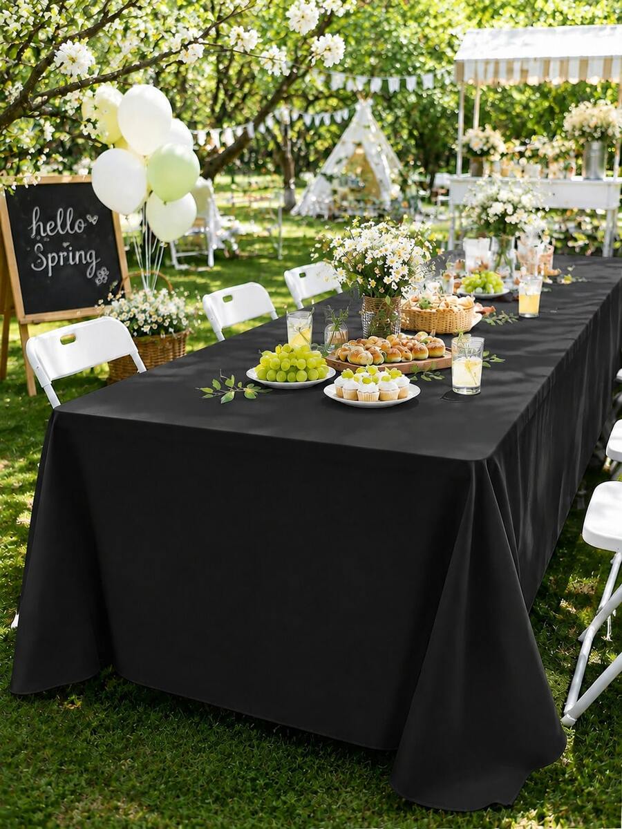 1/3/6/12pcs Black Solid Color Plastic Tablecloths - 54in X 108in - Disposable Tablecloths, Suitable For Parties And Picnics, Perfect For Weddings, Christmas, Thanksgiving, Halloween