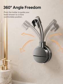 1pc Drill-Free Suction Cup Shower Head Holder, Adjustable Handheld Shower Bracket, Strong Suction Wall-Mounted Shower Storage Rack, Suitable For Tile And Glass Smooth Surfaces, Bathroom Shower Accessories - A - View 5