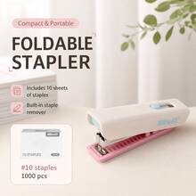 Stapler Mini Lipat dengan Pelepas Staples Pembersih Otomatis Terintegrasi, Saluran Staples Anti Karat dari Logam, Warna Macaron Multi, Mendukung Penjilidan 10 Lembar, Dilengkapi dengan 1000 Staples #10, Alat Tulis Saku Portabel untuk Kantor, Pelajar, dan Jurnal - Pelubang Kertas Lipat K dengan Jarum Ukuran 10 - View 8