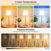 LED Touch Wireless Bathroom Light, 1800mAh Rechargeable Lithium Battery, Touch Control, 3 Color Temperature Dimmable, Ambient Night Light, Metal Base/Waterproof Design, Adjustable Height, Suitable For Living Room, Bedroom, Dining Room, Bathroom, Party Atmosphere Lighting - Desk Lamp - View 3