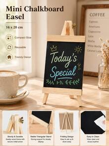 1pc Tabletop Mini Chalkboard With Wooden Easel Stand, Reusable Wipeable Blackboard Sign For Shop, Wedding & Party Decor - Multiple Styles - View 3