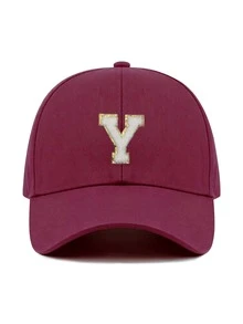 1pc Y2K Street Style Customized Initial Baseball Cap, UV Protection Breathable Summer Sun Hat, Adjustable Face-Slimming Cap, Unisex - Multicolor - View 36