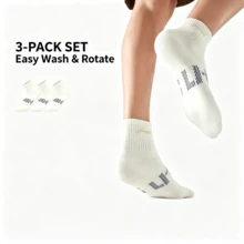 LI-NING Ankle Socks (3-Pack) Unisex Ankle Socks (3-Pack) AWTW007 Legit Official Store - 白色 - 查看 2