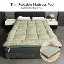 All-Season Thin Floor Mattress, Soft & Breathable Tatami Mat, Suitable For Dorm, Bedroom, Hotel - Olive Green - View 1