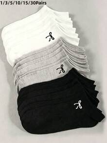 100雙吸濕排汗、抗菌、透氣休閒針織隱形襪，中性蝴蝶結素色短襪，適合瑜珈/跑步運動襪/30/20/15/10/3/1雙 - 彩色 - 查看 2