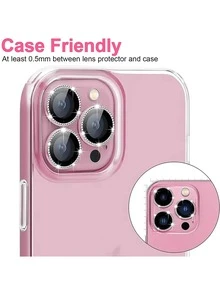 Yezodawee 5片裝粉色鑽石相機鏡頭保護膜，相容 iPhone 15/15 Plus，亮面金屬鑽石環，9H 硬度防刮保護膜，合金材質，9H 硬度相機螢幕保護膜，時尚配件，適用於手機殼，生日，送給家人和朋友的禮物，亮晶晶水晶，鏡頭保護膜，手機配件 - 5pcs - 查看 6