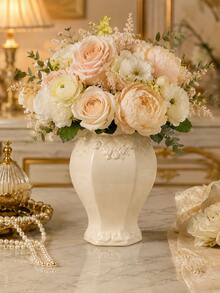 5N6bZC Cream White Carved Vase - Milky White - View 2