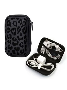 Kotak Penyimpanan Kompak 4,3 Inci dengan Cangkang Keras EVA Motif Leopard Hitam - Tas Penyimpanan Pelindung untuk Perjalanan, Cocok untuk Aksesori Elektronik, Earphone, Hard Drive, dan Kabel Data; Kantong Resleting Anti Jatuh, Hadiah untuk Guru, Musim Kembali ke Sekolah. (Hanya Kotak Penyimpanan) - Beraneka warna - View 1