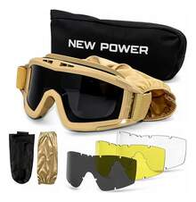 Goggles Tacticos/moto 3 Cambios De Mica + Funda, Ajustables - Caqui - Ver 9