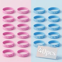 60pcs Gender Reveal Silicone Bracelets, Blue And Pink Boy Girl Team Wristbands, Gender Reveal Party Decoration - View 13
