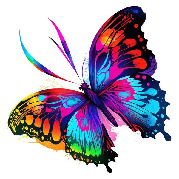 Pegatina Automotriz Colorida y Vibrante con Diseño de Mariposa de Neón para su Vehículo