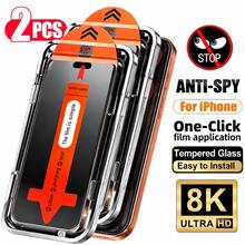 2PCS Privacy Screen Protector With Auto Alignment Kit For IPhone 17 Pro Max/17 Pro/17 Air/17/16 Pro Max/16 Plus/15 Pro Max/14/13/12/11 Series, 9H Tempered Glass Film, Ultra Fast Easy Installation, Dust Resistant Design, Full Coverage Protection, Anti-Scratch Surface, Bubble-Free Application, Includes Install Tool Kit, Smooth Touch Experience - Privacy Protection - View 30