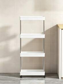 2/3/4-Tier Portable Storage Cart, Suitable For Narrow Spaces, 13cm Wide, Hollow Drainage Design, With Movable Casters And Drainage Mesh, Metal Tube Mobile Kitchen Storage Rack, Room Decor Storage Shelf Organizer, Kitchen Essential - Multicolor - View 8