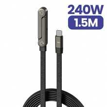 OLAF 240W USB Type C Fast Charging Data Cable With Foldable Stand, 2-In-1 USB C Phone Holder & Charging Cable Compatible With IPhone 17, 16, 15 - Black - View 11