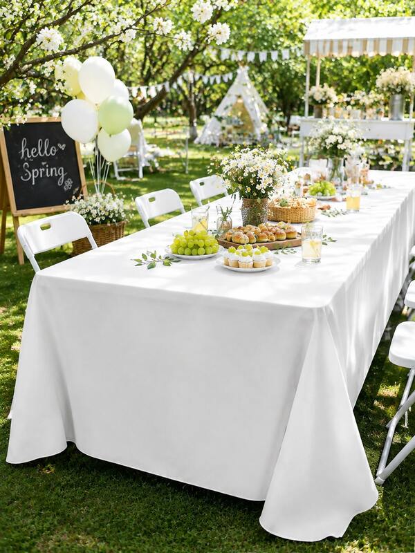 1/3/6/12pcs White Solid Color Plastic Tablecloths - 54in X 108in - Disposable Tablecloths, Suitable For Parties And Picnics, Perfect For Weddings, Christmas, Thanksgiving, Halloween
