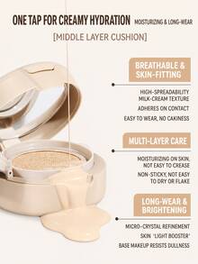 NOVO 3‑Layer All‑In‑One Cushion Cream, Foundation Concealer & Setting Powder Integrated, Even Skin Tone, Waterproof Sweat‑Resistant, For Beginners Summer Daily Travel Quick Makeup - 02#Soft Mist Flawless Skin - View 5