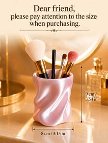 1pc Wavy Texture Makeup Brush Holder, Modern Sculptural Vanity Storage Cup, Multi-Purpose Desktop Organizer Container For Makeup Brushes, Pens, Cutlery, Beauty Tools And Small Accessories, Drawer Storage, Vanity Storage, Makeup Brush Holder, Gift - Multicolor - View 11