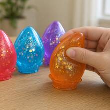 Colorful Water Drop Shaped Soft Squishy Toy, Glitter Particle Tactile Pressable And Kneadable, Children's Hand Sensory Interactive Educational Toy, Suitable For Parent-Child Games, Birthday Gifts, Classroom Rewards And Party Sharing - Multicolor - View 3