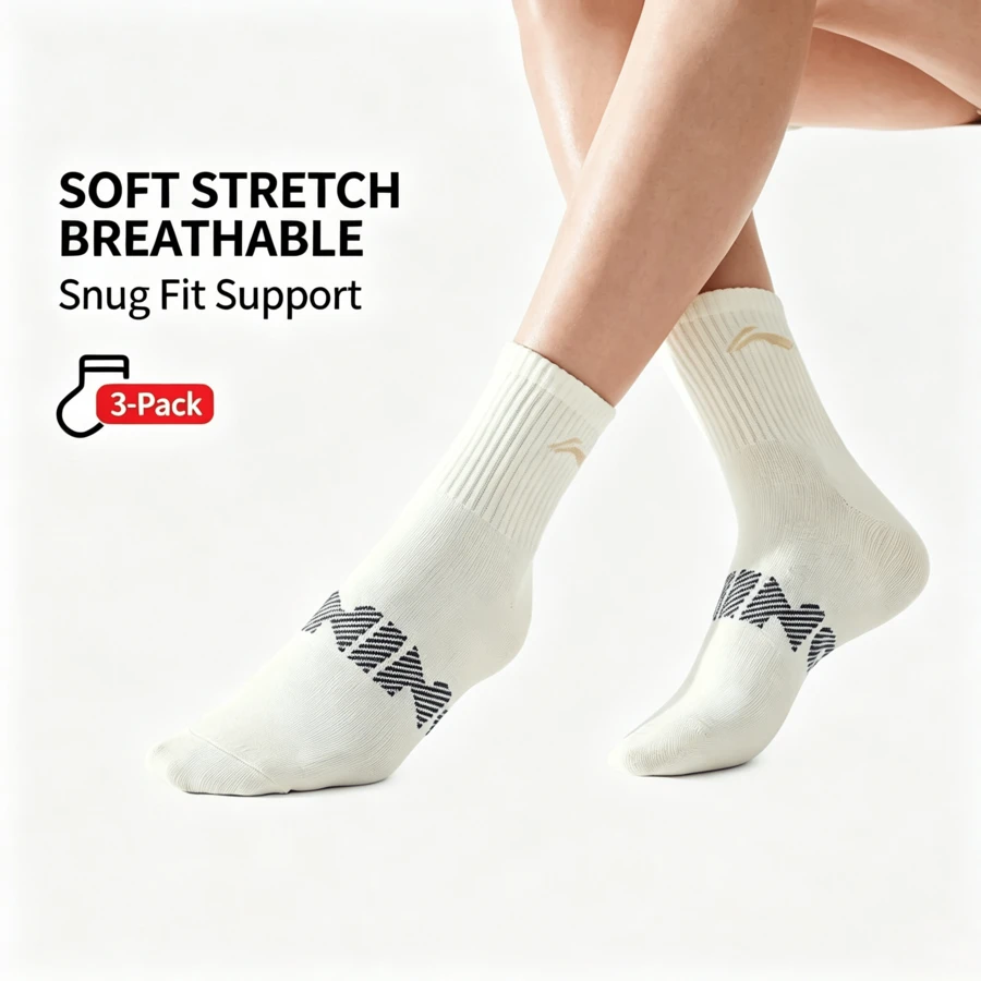 LI-NING Ankle Socks (3-Pack) Unisex Ankle Socks (3-Pack) AWTW007 Legit Official Store - 白色 - 查看 1