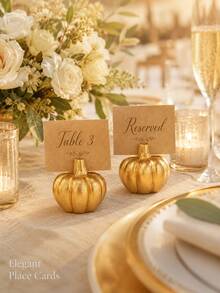 2 Pieces Pumpkin Place Card Holder Set, Gold Fall Tabletop Stands For Guest Names, Reserved Signs, Menu Cards And Photos, Harvest Wedding, Thanksgiving And Seasonal Home Decor - Multiple Styles - View 5