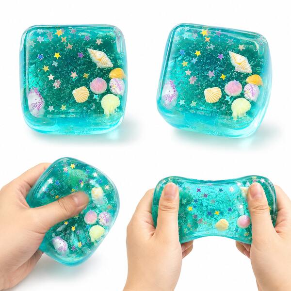 Juguete de rebote lento con temática oceánica - Juguete sensorial educativo creativo, con diseños de conchas marinas y estrellas de mar, tanto una decoración de escritorio de estilo oceánico adorable como un juguete de aprendizaje divertido